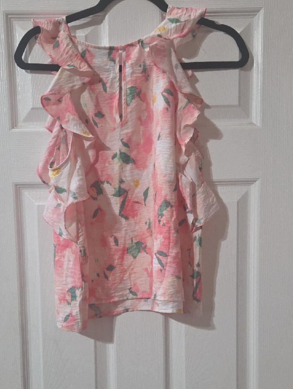 a new day Pink Floral Ruffle Shell Top - Picture 7 of 8